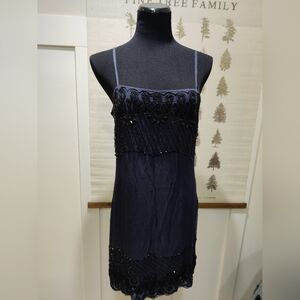 French Connection Beaded Slip Dress | Navy Blue | Vintage-Inspired Cocktail